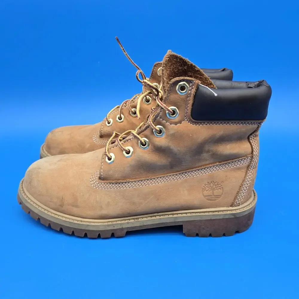 Timberland 6 Inch Premium Waterproof Boots Junior 7 Wheat Nubuck 12909